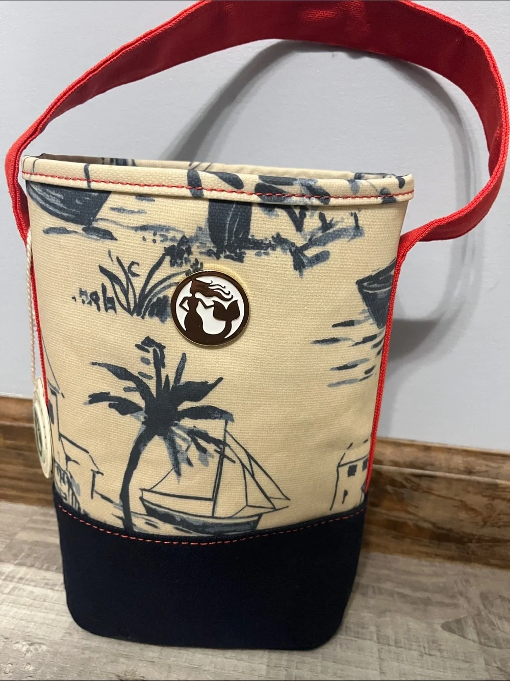 Spartina 449 Red-Handle Coastal Canvas Bucket Wine caddy Bag